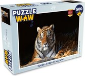 Puzzel Tijger - Stro - Schaduw - Legpuzzel - Puzzel 500 stukjes
