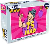Puzzel Vrouw - 75 Jaar verjaardag - Ballon - Legpuzzel - Puzzel 1000 stukjes volwassenen