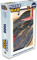 Puzzel Vintage gravure Japans landschap - Legpuzzel - Puzzel 1000 stukjes volwassenen