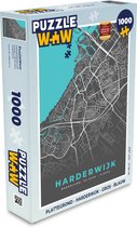 Puzzel Plattegrond - Harderwijk - Grijs - Blauw - Legpuzzel - Puzzel 1000 stukjes volwassenen - Stadskaart