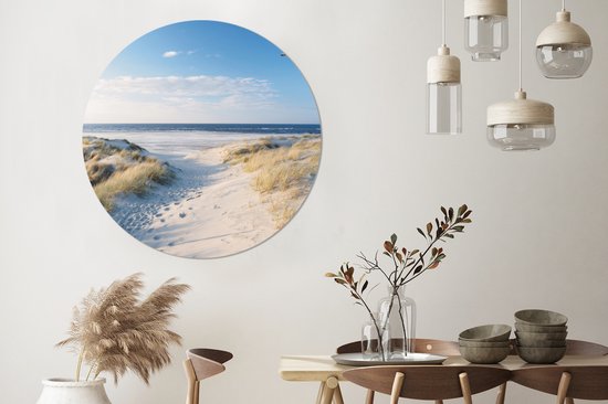 Papier peint cercle - Papier peint autocollant - Mouette - Mer - Dunes - Décoration murale - 140x140 cm - Papier peint rond - Papier peint autocollant - Papier peint cercle - Tableau rond