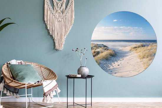 Papier peint cercle - Papier peint autocollant - Mouette - Mer - Dunes - Décoration murale - 140x140 cm - Papier peint rond - Papier peint autocollant - Papier peint cercle - Tableau rond