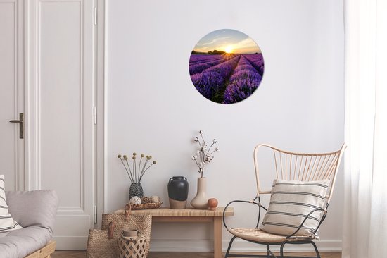 WallCircle - Papier peint cercle - Papier peint autocollant - Lavande - Soleil - Paysage - Fleurs - Papier peint cercle fleurs - Papier peint rond - 30x30 cm - Papier peint autocollant - Papier peint cercle