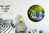 WallCircle - Muurstickers - Behangcirkel - Jungle - Waterval - Australië - Planten - Natuur - 100x100 cm - Muurcirkel - Zelfklevend - Ronde Behangsticker XXL