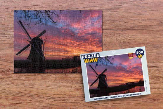 Puzzel Windmolen tijdens een zonsopkomst - Legpuzzel - Puzzel 500 stukjes