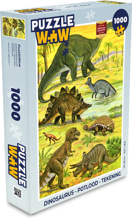 Puzzel Dinosaurus - Potlood - Tekening - Kinderen - Jongens - Baby - Kids - Legpuzzel - Puzzel 1000 stukjes volwassenen
