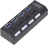 USB hub - 4 poorten - USB A female - Busgevoed - Inclusief USB A naar Micro USB B kabel - Zwart - Allteq