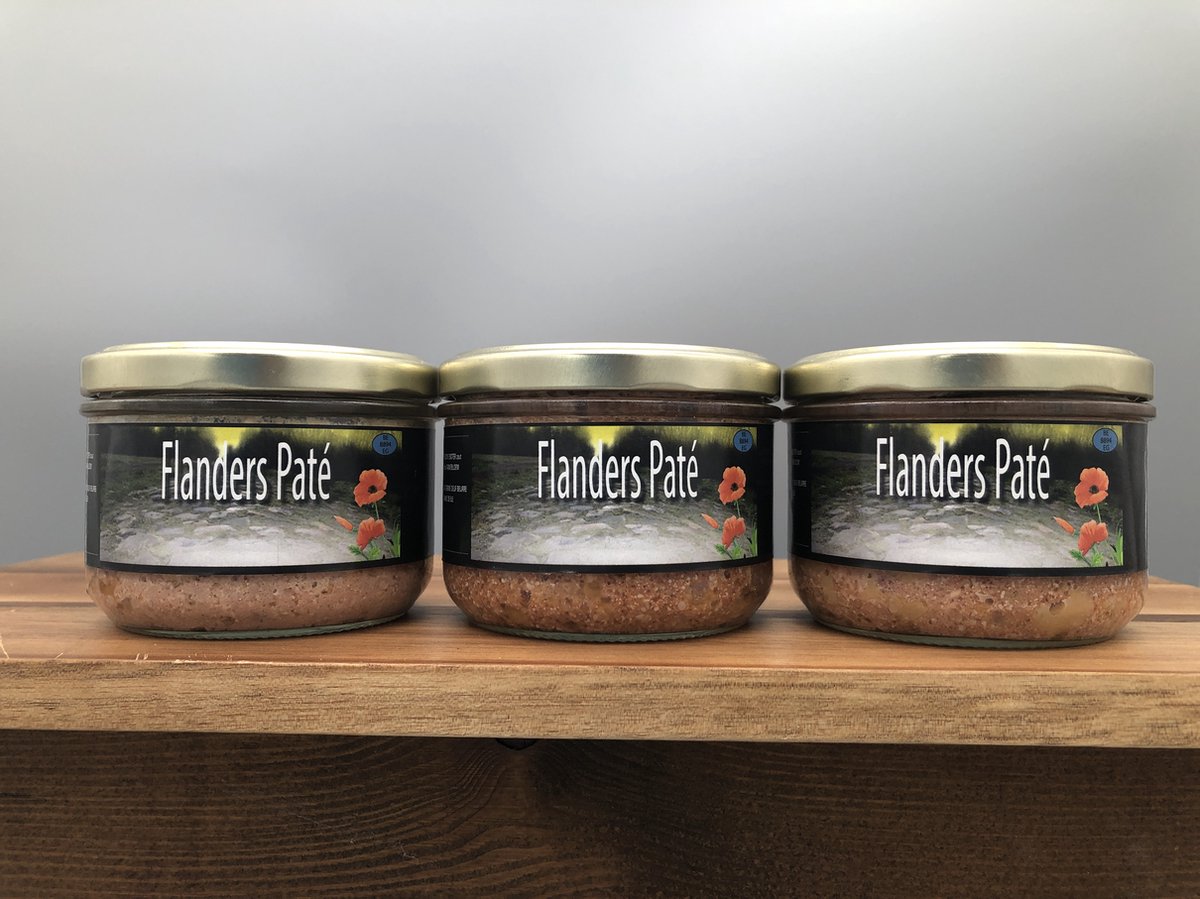 Flanders Paté - 3 x 180g - De Veurn' Ambachtse - Set van 3 bokaaltjes van 180g - Authentieke boerenpaté, gemaakt volgens aloude technieken. Tot 3 jaar houdbaar op kamertemperatuur.
