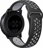 Strap-it Smartwatch bandje 20mm - sport bandje geschikt voor Samsung Galaxy Watch 42mm / Active / Active2 - 40 & 44mm / Galaxy Watch 3 41mm / Galaxy Watch 4 / 4 Classic / Galaxy Watch 5 / 5 Pro / Galaxy Watch 6 / 6 Classic / Gear Sport - zwart/grijs