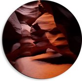 WallClassics - Dibond Muurcirkel - Gang bij Antelope Canyon - 40x40 cm Foto op Aluminium Muurcirkel (met ophangsysteem)