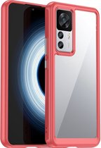 Mobigear Hoesje geschikt voor Xiaomi 12T Pro Telefoonhoesje Hardcase | Mobigear Crystal Backcover | 12T Pro Case | Back Cover - Transparant /Rood | Transparant,rood
