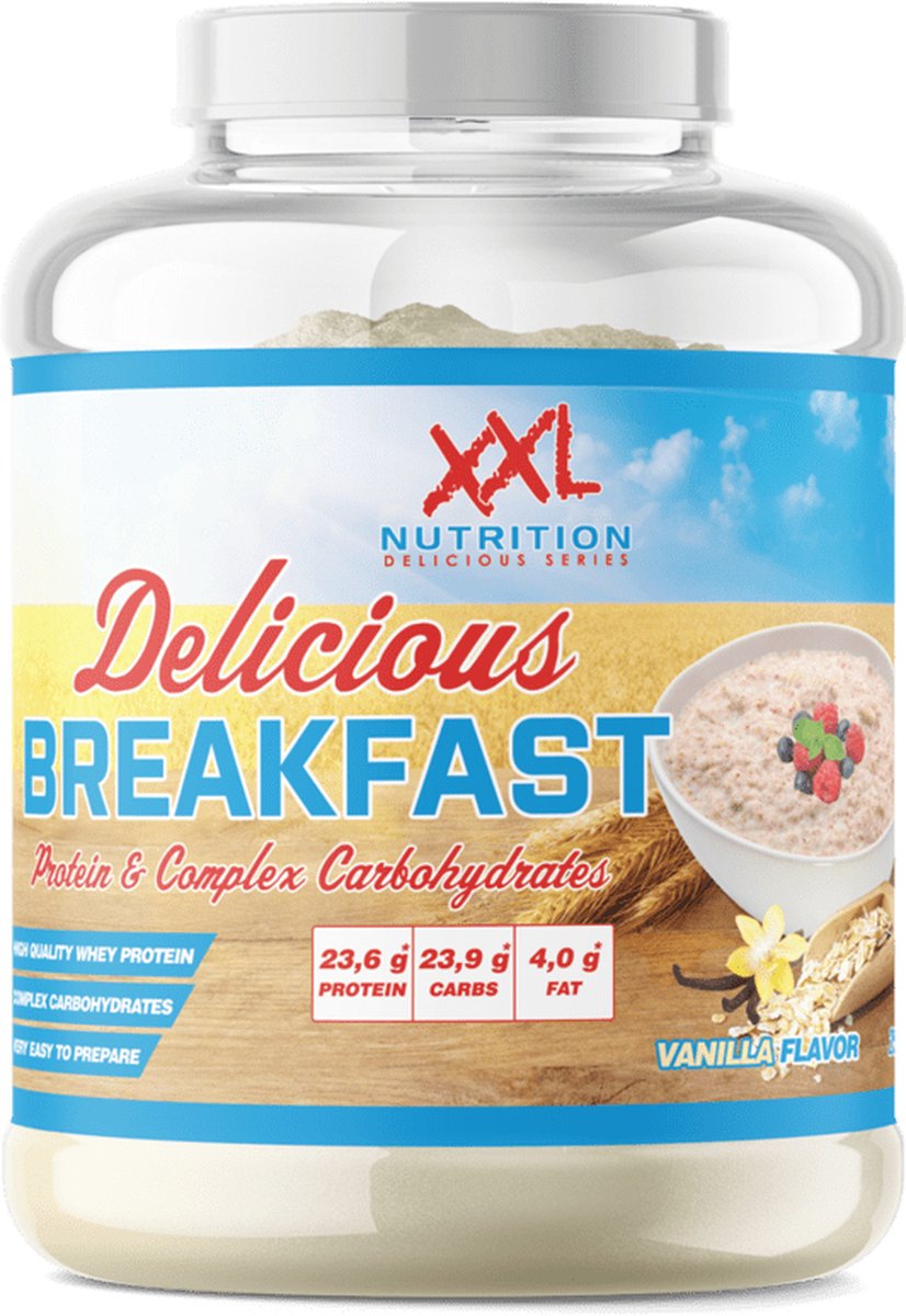 Goedkoopste XXL Nutrition - Delicious Breakfast - 20 Gram Eiwit - Eiwitrijk Ontbijt of Snack - Whey Protein Melkeiwit - Complexe Koolhydraten - Diverse Smaken - Vanille - 2500 Gram (50 doseringen