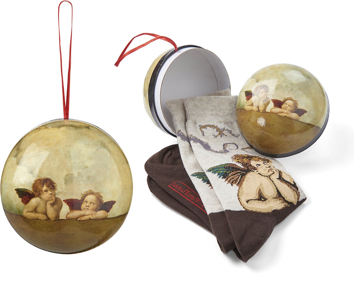 MuseARTa Gift Ball Kerst Sokken - Raphael Sanzio - Angels of Sistine Madonna- Maat 36-40