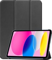 Hoes Geschikt voor iPad 2022 Hoes Tri-fold Tablet Hoesje Case - Hoesje Geschikt voor iPad 10 Hoesje Hardcover Bookcase - Zwart.