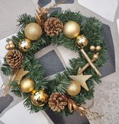 Kerstkrans - Wanddecoratie/accessoires - wanddecoratie - dennenappel/goud - Ø30cm