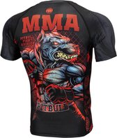 Pit Bull - Master of MMA - Rashguard Short Sleeve - Maillot de compression - Noir/Rouge - Taille XXL