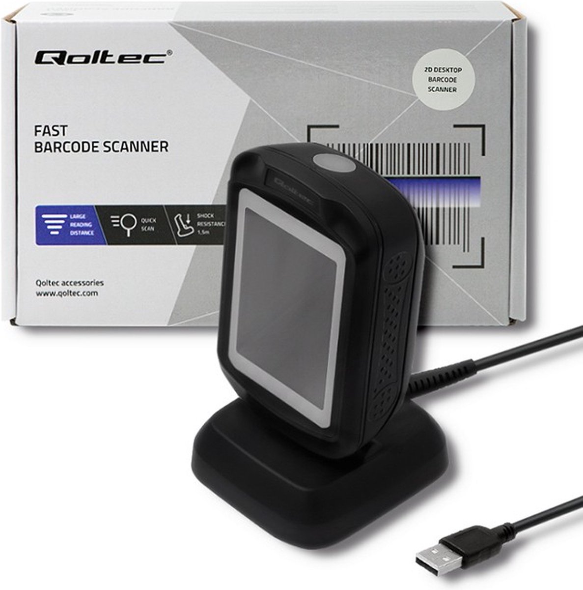 Qoltec Desktop QR & Laserscanner | USB.