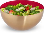 Relaxdays saladeschaal - 3,5 liter - slakom - mengkom - Ø 25cm - rvs - bakken - serveren - rood