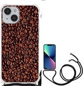 Sturdy Bumper Case iPhone 14 Coque pour smartphone avec bordure transparente Grains de Grains de café