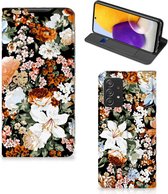 Smart Cover geschikt voor Samsung Galaxy A72 (5G/4G) Dark Flowers