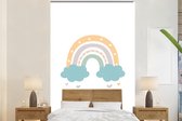 Behang kinderkamer - Fotobehang Regenboog - Hartjes - Wolken - Stippen - Pastel - Kinderen - Breedte 225 cm x hoogte 350 cm - Kinderbehang