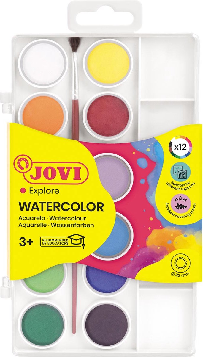 Jovi waterverf, doos met 12 napjes + penseel