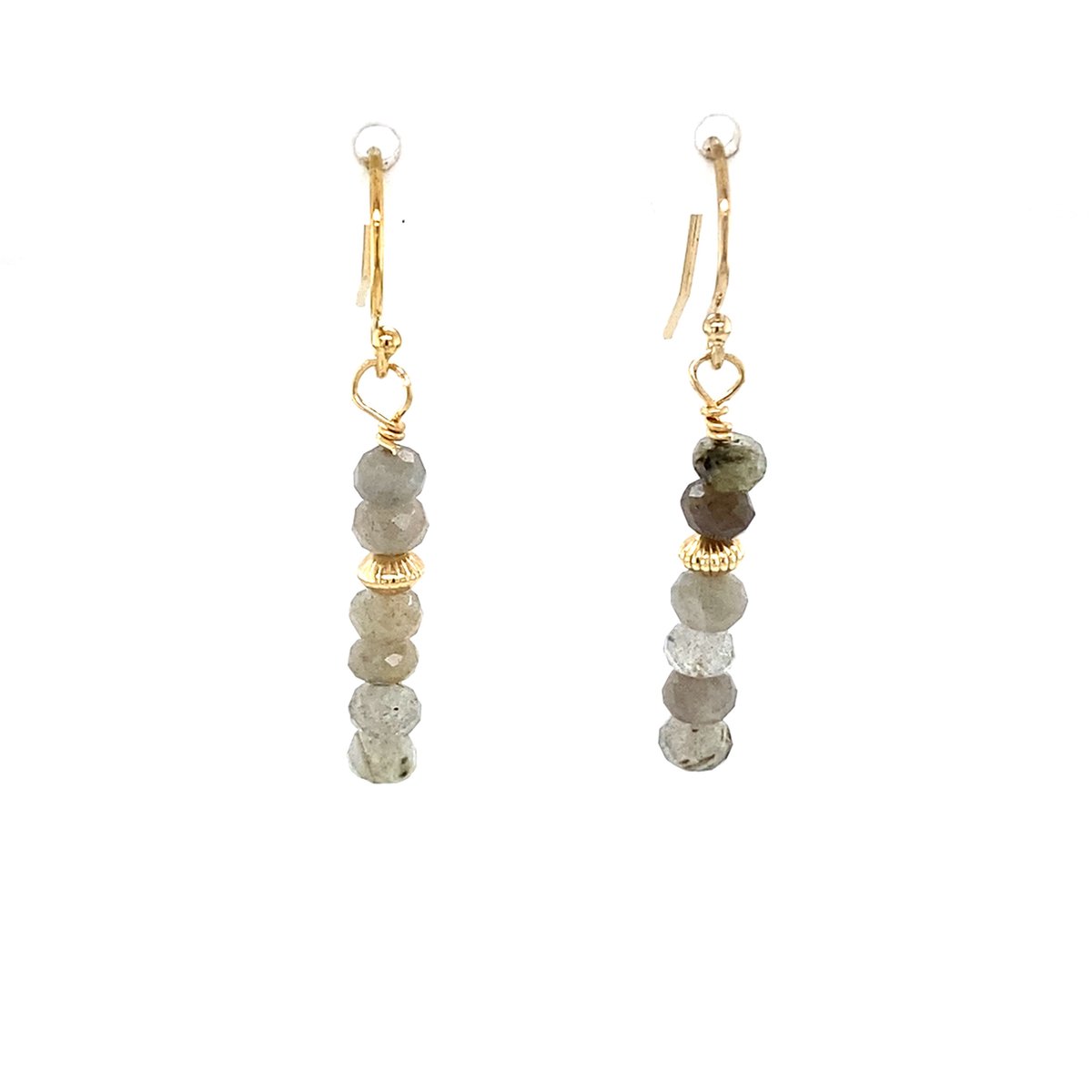 Pat’s Jewels Oorbellen – Oorbellen Dames - Oorhangers - Edelsteen - Labradoriet - Grijs