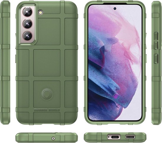 Mobigear Hoesje geschikt voor Samsung Galaxy S23 Ultra Telefoonhoesje Flexibel TPU | Mobigear Rugged Shield Backcover Shockproof | Schokbestendig Galaxy S23 Ultra Telefoonhoesje | Anti Shock Proof - Groen