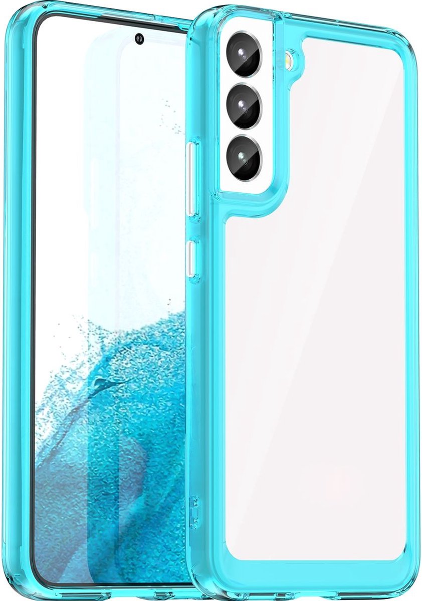 Mobigear Hoesje geschikt voor Samsung Galaxy S23 Plus Telefoonhoesje Hardcase | Mobigear Crystal Backcover | Galaxy S23 Plus Case | Back Cover - Transparant / Turquoise
