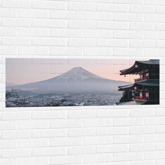 WallClassics - Muursticker - Chureito Pagoda - Japan - 120x40 cm Foto op Muursticker