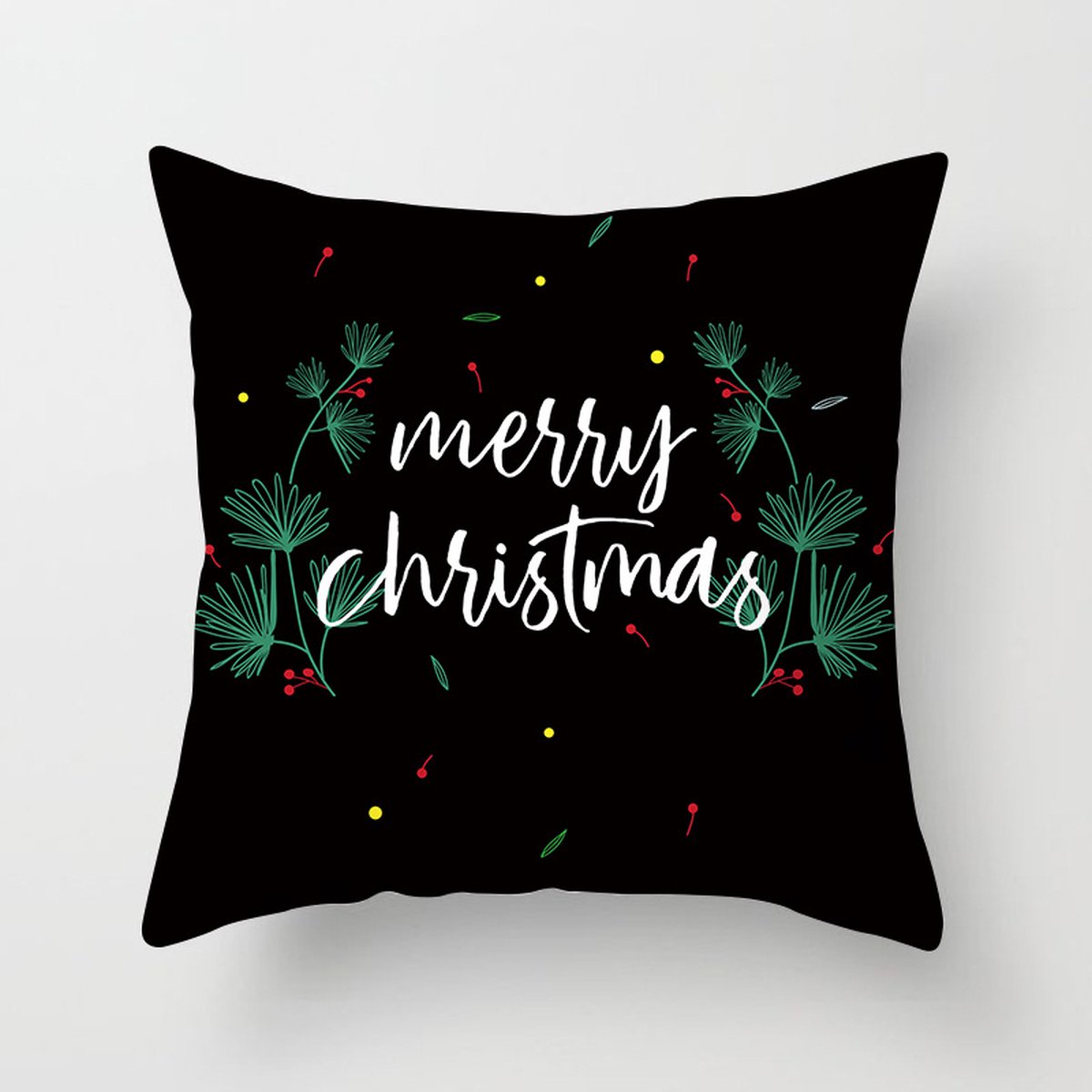 Without Lemon - Kerst Kussenhoes - Zwart met wit "Merry Christmas" Mistletoe - Kerst kussen - Kerstdagen - Feestdagen - Kerst - Decoratie - Woondecoratie - Kussenslopen - December - Cadeau
