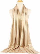 Mooie dunne dames sjaal Goudgeel- Langwerpige glitter sjaal 200x 90 cm - Shawl- omslagdoek - Elegante glanzend stola- Sjaal| Stola galajurk| Feestgelegenheden| Kerst en Nieuwjaar