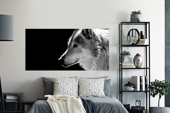 Stickers muraux - Animaux sauvages - Loup - Zwart - Wit - 160x80 cm - Feuille adhésive