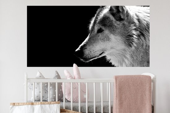 Stickers muraux - Film autocollant - Animaux sauvages - Loup - Zwart - Wit - 120x60 cm - Film adhésif - Stickers muraux Chambre d'enfant - Papier peint autocollant