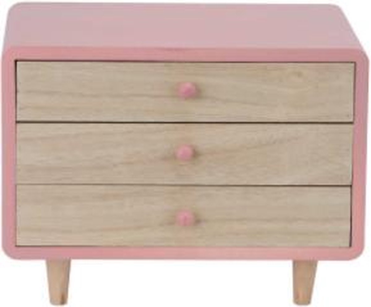 Ladenkast retro roze - 25 x 17 x H18.5 cm - Rechthoek - Kinderkamer - Decoratie - Klein kastje - Cosy @ Home