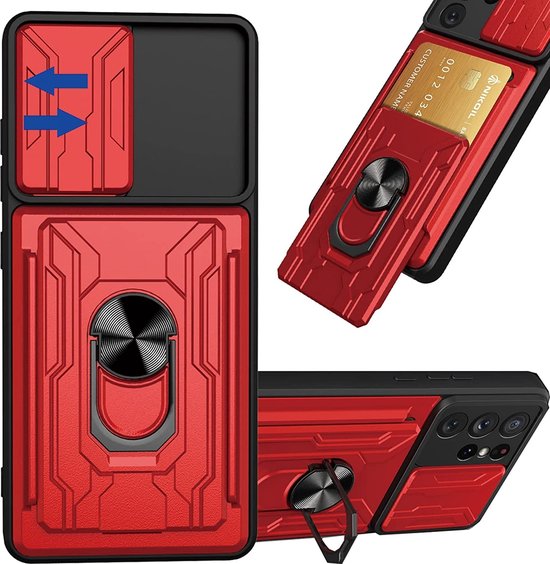 Coque Samsung S21 Plus, Antichoc, Magnétique Avec Protection de camera &  avec béquille intégrée Rouge –