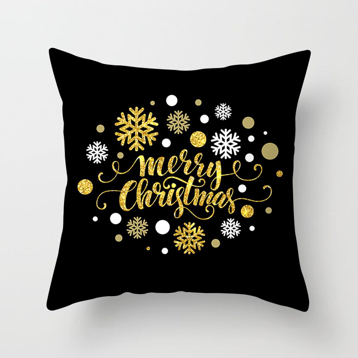 Without Lemon - Kerst Kussenhoes - Zwart met gouden "Merry Christmas" - Kerst kussen - Kerstdagen - Feestdagen - Kerst - Decoratie - Woondecoratie - Kussenslopen - December - Cadeau