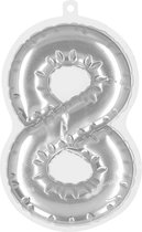 Boland - Folieballon sticker '8' zilver Zilver - Geen thema - Verjaardag - Jubileum - Raamsticker