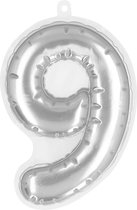 Boland - Folieballon sticker '9' zilver Zilver - Geen thema - Verjaardag - Jubileum - Raamsticker