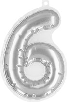 Boland - Folieballon sticker '6' zilver Zilver - Geen thema - Verjaardag - Jubileum - Raamsticker