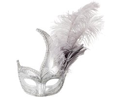 Boland - Masker Venice prezioso zilver Zilver - Volwassenen - Showgirl - Glamour - Carnaval accessoire - Venetiaans masker