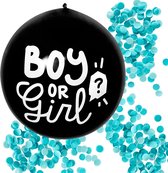 Boland - Latex confettiballon 'Boy or Girl' blauwe vulling - Blauw - Confetti ballon