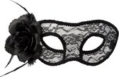 Boland - Kanten oogmasker Mystique zwart Zwart - Volwassenen - Heks - Halloween en Horror- Black and White