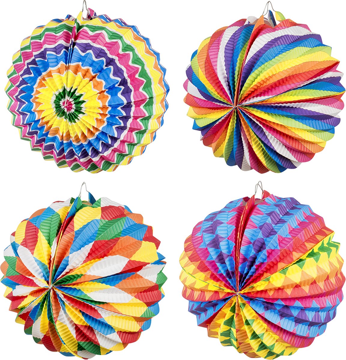Boland - Set 12 papieren ballonlampionnen Fantasie Multi - Verjaardag, Kinderfeestje, Sint Maarten