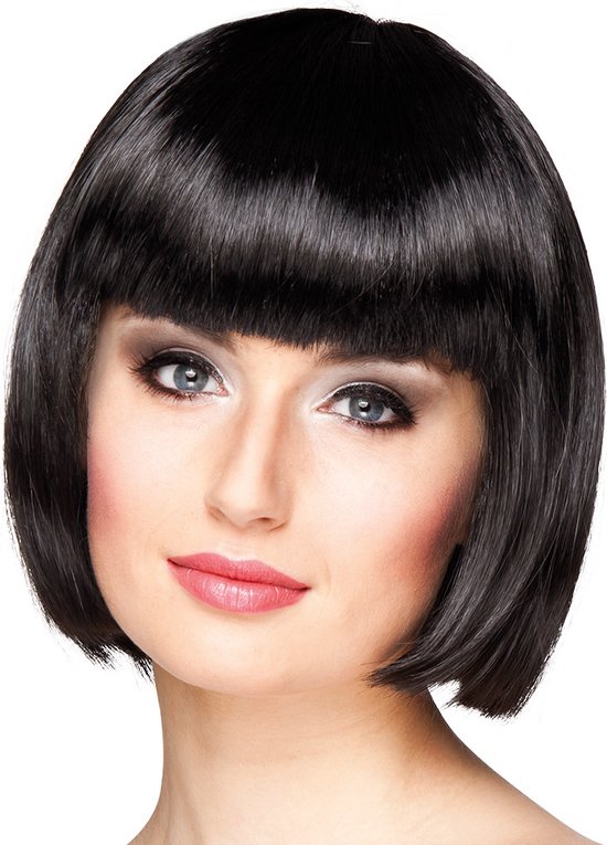 Boland - Pruik Cabaret zwart Zwart - Steil - Kort - Vrouwen - Can Can - Glitter and Glamour