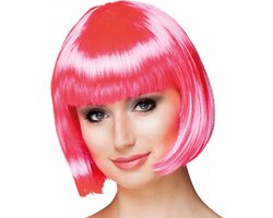 Boland - Pruik Cabaret neonroze Roze - Steil - Kort - Vrouwen - Can Can - Glitter and Glamour