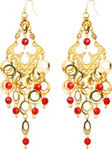 BOLAND BV - Boucles d'oreilles orientales rouges et dorées pour femme - Accessoires de vêtements pour bébé > Bijoux