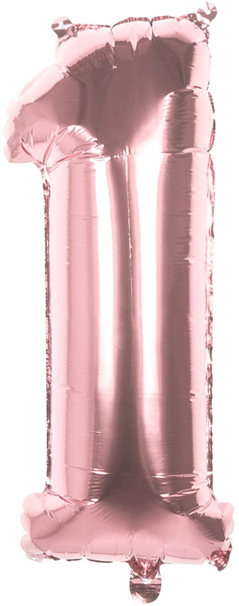 Boland - Folieballon '1' roségoud (86 cm) 1 - Roségoud - Cijfer ballon