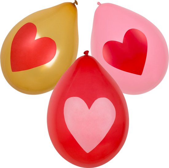 Boland - Set 6 Latex ballonnen Liefde - Multi - Knoopballon