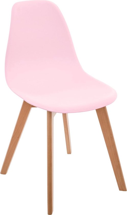 Chaise haute scandinave Atmosphera rose avec pieds en bois - 34x30x58cm -  Chaise haute... | bol